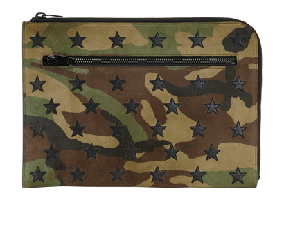 Saint Laurent Camouflage Pouch, &pound;150, Accessories, Khaki, Suede, Front view